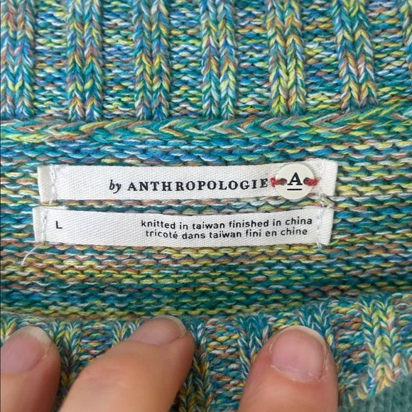 ANTHROPOLOGIE Blue Watercolor Tie-Dye Sweater Size Large - Picture 7 of 16